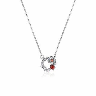 【米蘭精品】現貨+預購 925純銀項鍊花環吊墜(百搭鋯石花朵鎖骨鏈女飾品74iu48)