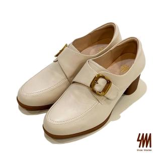 【SM】真皮經典中跟樂福鞋(白色)