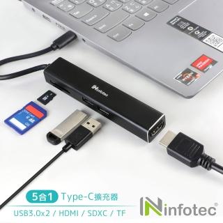 【infotec】TYPEC 5合1多功能擴充器(USB埠/讀卡機/HDMI孔)