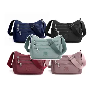 【吉豐洋行】長輩最愛大容量防潑水多隔層斜背包/單肩包/側背包(防水包 純棉舒適寬背帶)