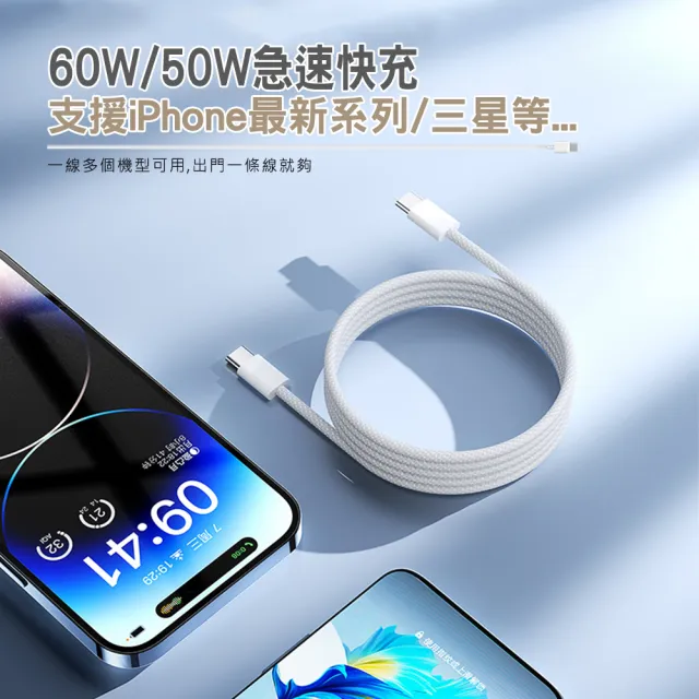 【HANLIN】TPL1M 60W 快充傳輸充電線(快充TYPE-C 安卓 蘋果 通用 1米)
