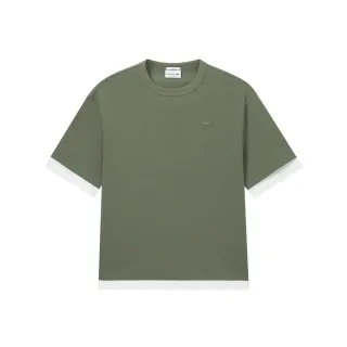 【LACOSTE】中性款-俏皮鱷魚Logo短袖T恤(坦克綠)
