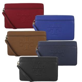 【TORY BURCH】BOMBE-T SMALL典雅荔枝紋衍縫LOGO皮革手拿/肩斜揹包(多色任選)
