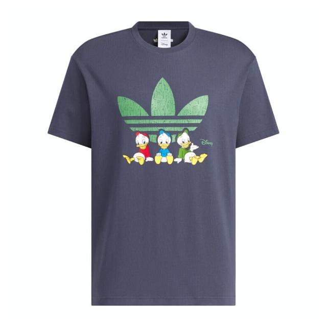 【adidas 愛迪達】HDL GFX T U 男 短袖 上衣 T恤 唐老鴨系列 寬鬆 休閒 落肩 深藍(JP1425)