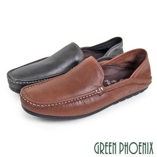 【GREEN PHOENIX 波兒德】男 樂福鞋 懶人鞋 皮鞋 穆勒鞋 休閒拖鞋 半拖鞋 張菲鞋 真皮 臺灣製(棕色、黑色)