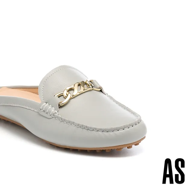 【AS 集團】別致質感鏈條羊皮低跟穆勒拖鞋(藍)