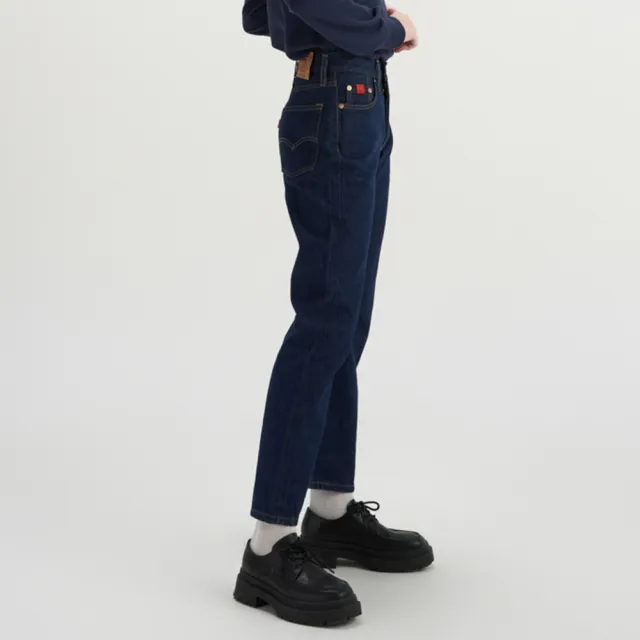 【LEVIS】女款 501高腰合身排釦牛仔長褲 / 金耳 / 精工深藍染水洗 熱賣單品 12501-0499