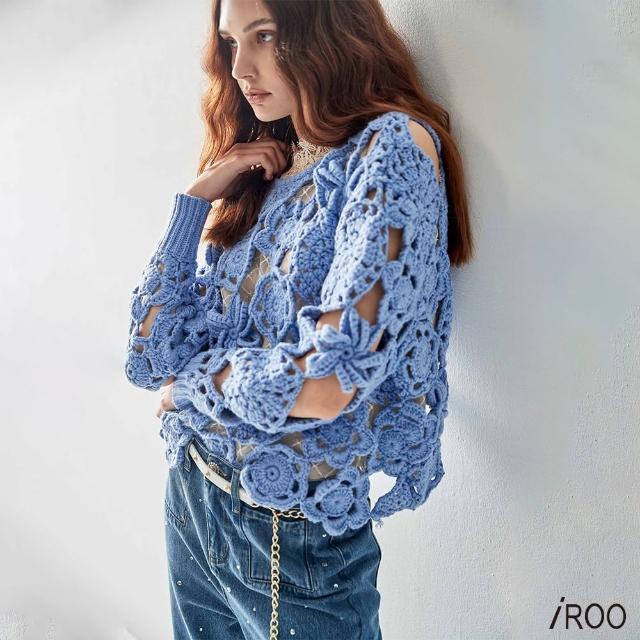【iROO】精緻勾花針織上衣