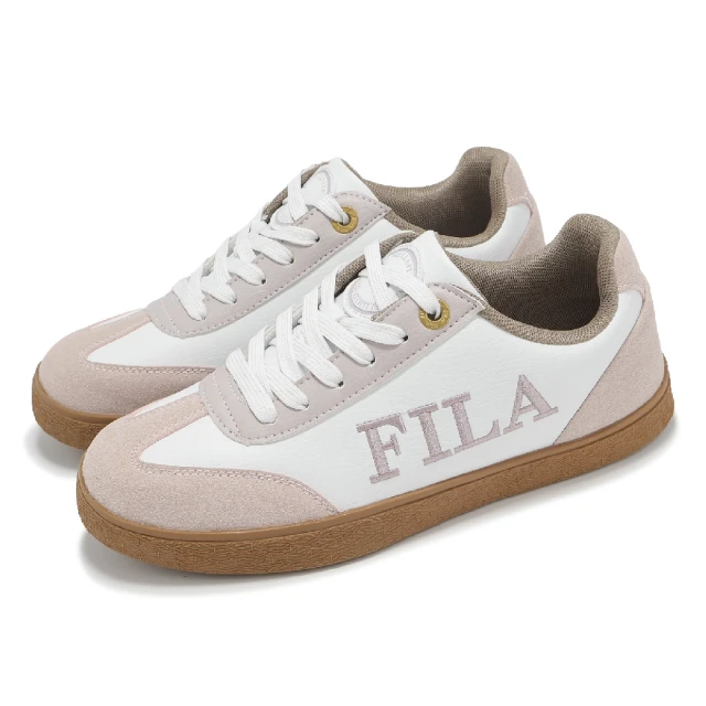 FILA 休閒鞋 Emblem 女鞋 白 粉 膠底 復古 麂皮 板鞋 斐樂(5C942Y155)