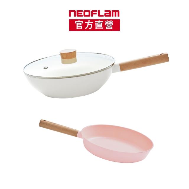 【NEOFLAM】陶瓷輕量IH雙鍋組28炒鍋含蓋+24平底鍋(IH爐可用鍋/非鐵氟龍不沾塗層)