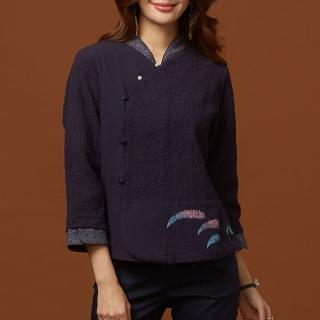 【古典美】古典美08056 刺繡手繪斜襟上衣(茶禪服/中國風/國服/漢服/手染服/棉麻/亞麻/天然纖維)