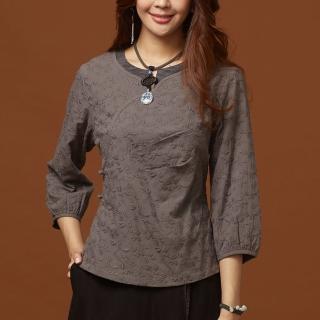 【古典美】古典美08068 刺繡古布領造型衣(棉麻/純棉/亞麻/中國風/漢服/茶禪服/手染服)
