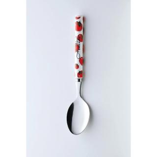 【DAIDOKORO】日本製番茄圖案精緻絲印頂級抗菌不鏽鋼湯匙19 cm