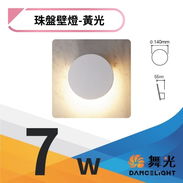 DanceLight 舞光 LED 7W珠盤壁燈 室內壁燈 居家壁燈 牆燈 氛圍燈 時尚白 簡約白 全電壓(黃光)