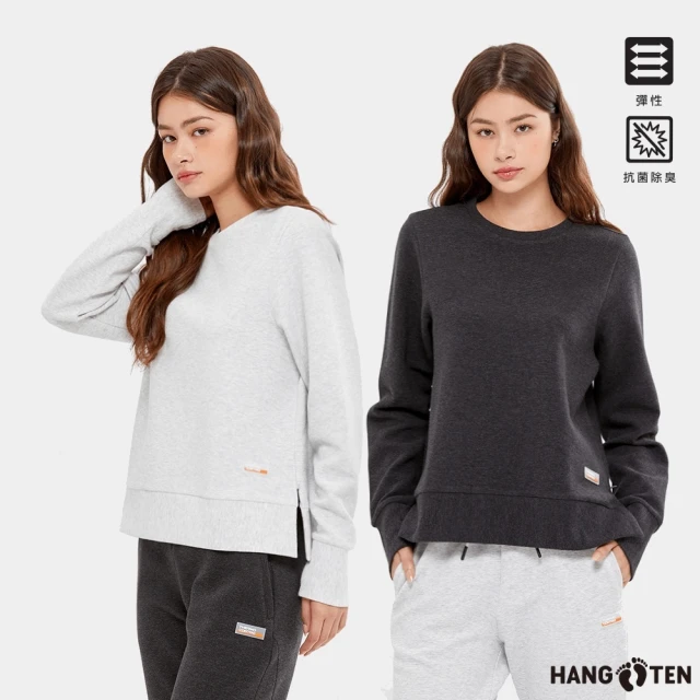 Hang Ten 女裝-恆溫多功能-坑條抗菌除臭開衩大學T(多色選)