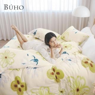 【BUHO 布歐】法蘭絨清新花草特大三件式床包枕套組(多款任選)