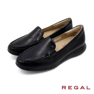 【NAGASHIRO永城皮鞋】REGAL日本原廠可調式軟墊抗震皮質懶人休閒鞋 黑色(HC63-BL)
