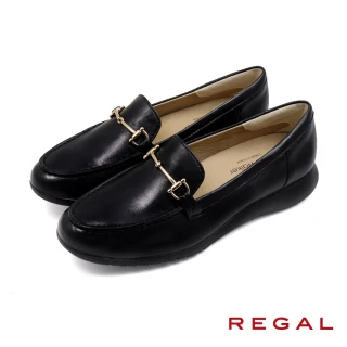 【NAGASHIRO永城皮鞋】REGAL日本原廠可調式軟墊皮質懶人休閒樂福鞋 黑色(HC62-BL)