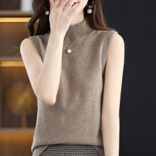 【Very Buy 非常勸敗】預購/春季新無袖女半高領吊帶內搭上衣女純色西裝內搭羊毛針織衫套頭背心