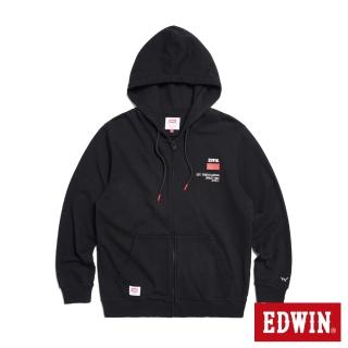 【EDWIN】男裝 大紅日長袖連帽外套(黑色)