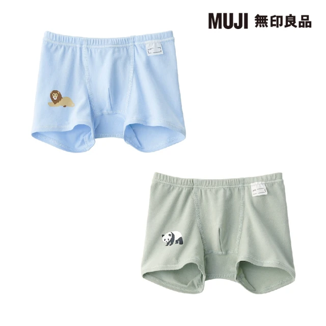 MUJI 無印良品 幼兒動物紋樣拳擊內褲/2入(淺藍)