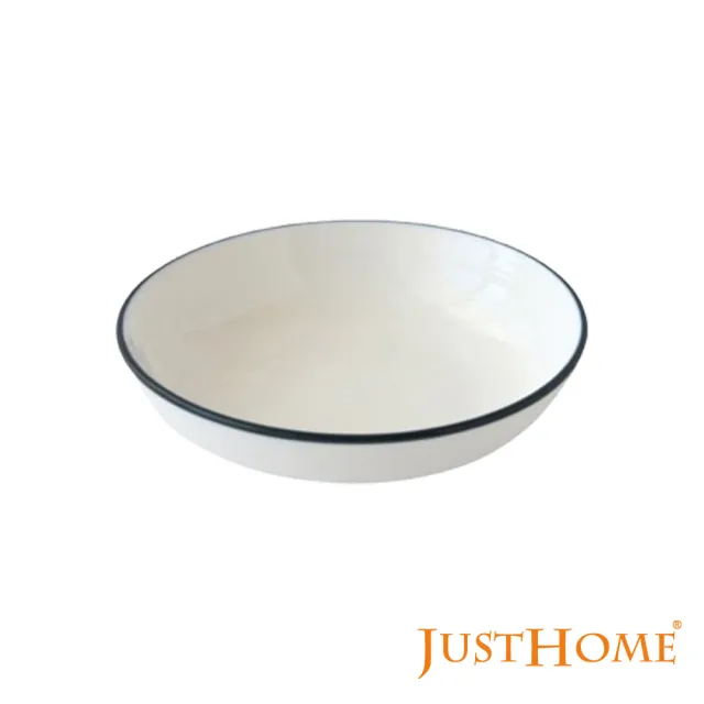 【Just Home】簡約純白藍邊陶瓷4吋調味碟(調味碟 小菜碟 可微波)