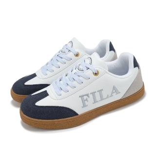 【FILA】休閒鞋 Emblem 男鞋 白 藍 麂皮 低筒 復古 膠底 斐樂(1C942Y133)