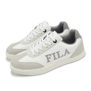 【FILA】休閒鞋 Emblem 男鞋 白 灰 麂皮 低筒 復古 膠底 斐樂(1C942Y144)