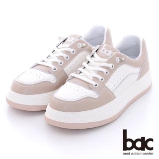 【bac】厚底彈性鞋帶休閒鞋(粉紅色)