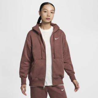【NIKE 耐吉】外套 女款 運動連帽外套 AS W NSW PHNX FLC FZ OS HOODIE 咖啡 DQ5759-218
