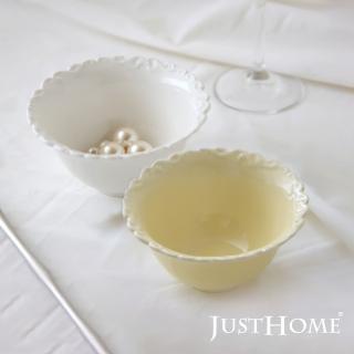 【Just Home】浪漫浮雕陶瓷4.7吋碗6件組-兩色可選(飯碗 碗 碗盤 點心碗 湯碗 可微波)
