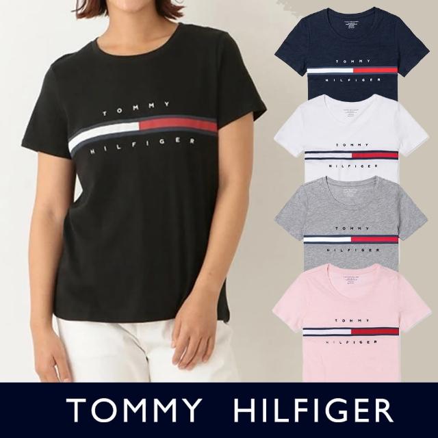【Tommy Hilfiger】TOMMY 經典刺繡大LOGO文字圖案短袖T恤 上衣-女-多色組合(平輸品/短T)