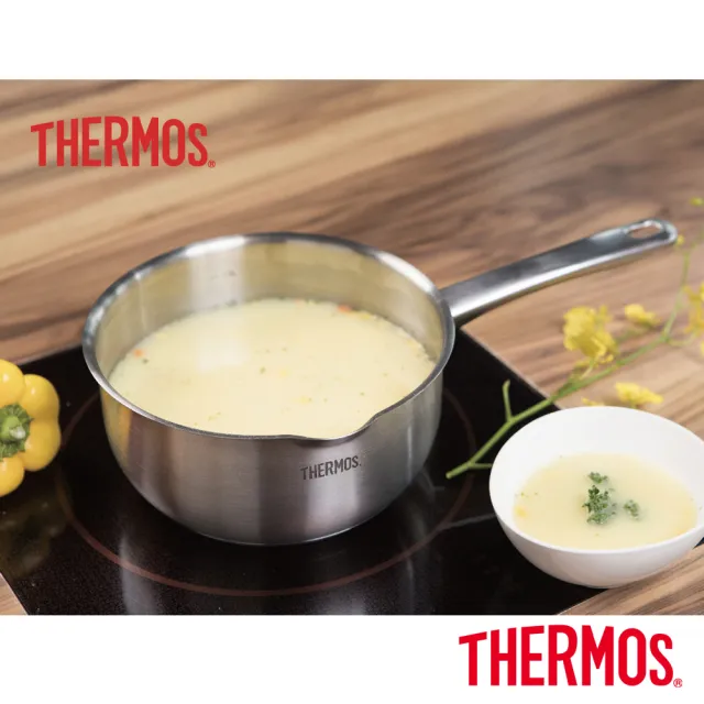 【THERMOS 膳魔師】買1送1_不鏽鋼直柄牛奶鍋湯鍋18cm(MLK-S18+MLK-S18)