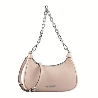 【Michael Kors】小型-金屬鍊帶荔枝紋皮革手提/肩背/斜揹包(銀粉)