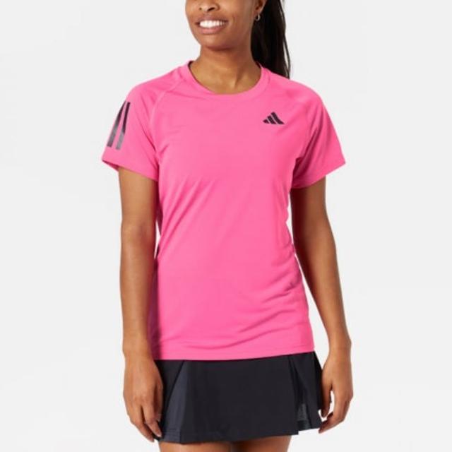 【adidas 愛迪達】上衣 女款 短袖上衣 運動 CLUB TEE 粉 IT6579