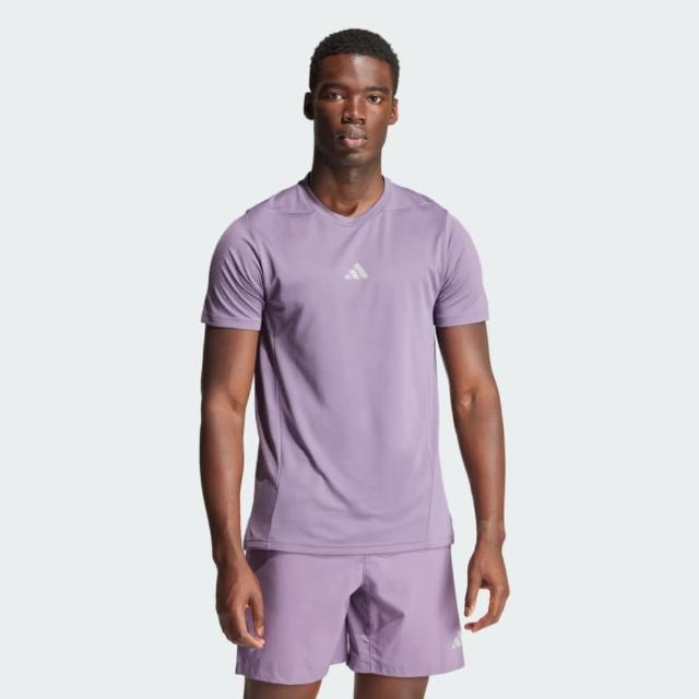 【adidas 愛迪達】上衣 男款 短袖上衣 運動 D4T HR TEE 紫 IS3744