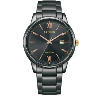 【CITIZEN 星辰】PAIR系列 光動能黑金時尚男錶/40mm(BM6976-72E)