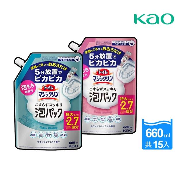 【Kao 花王】花王 kao 魔術靈 馬桶泡沫清潔劑補充包 皂香/花香 660ml X15袋(花王 魔術靈)