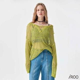【iROO】運動風簍空洞洞針織上衣
