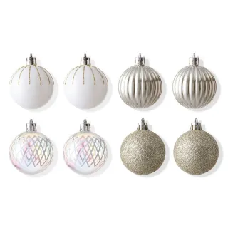 【NITORI 宜得利家居】聖誕球組 8P WH/GD 5CM N4AS(聖誕球組 聖誕樹 聖誕)