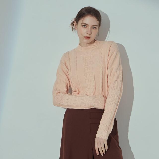 【MASTINA】特殊編織紋路長袖針織衫(粉 綠/魅力商品)
