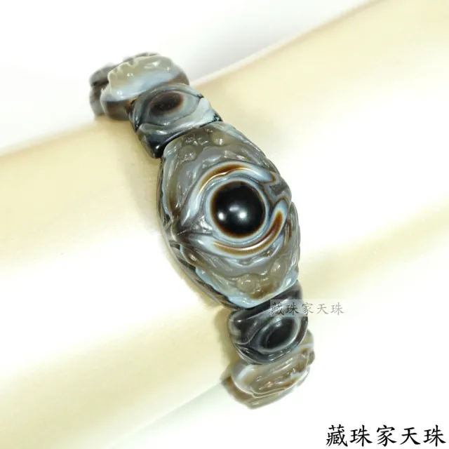 【藏珠家】精品雙龍聚財+黃財神天眼天珠-手鍊