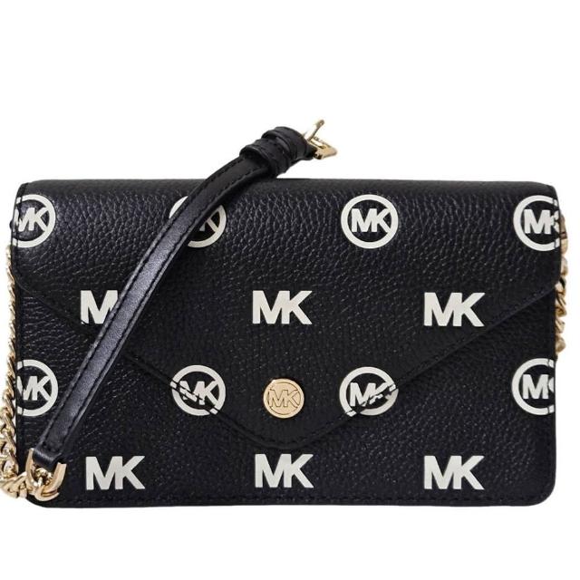 【Michael Kors】MK Jet Set Travel 黑底白字LOGO 信封式WOC斜背包(贈原廠防塵袋紙袋 38 婦女節送禮)