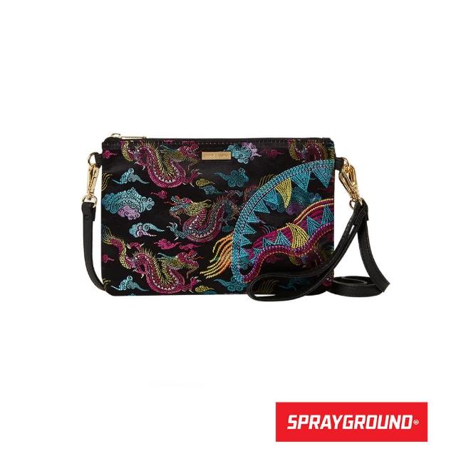 【SPRAYGROUND】EMBROIDERED DRAGONS POUCHETTE刺龍圖騰兩用手拿包(黑色)