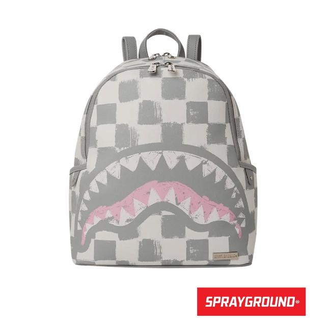 【SPRAYGROUND】VANQUISH CREAM SAVAGE奶油棋盤格鯊魚後背包(灰色)