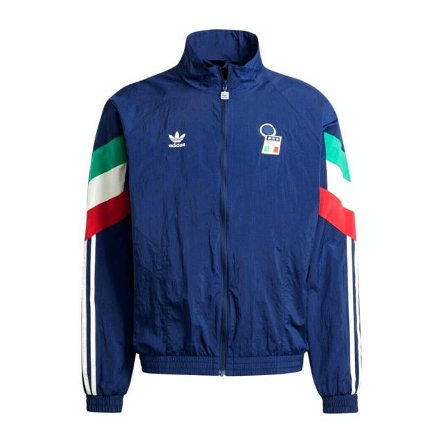 【adidas 愛迪達】FIGC OG TT 男 立領 外套 義大利隊 運動 三葉草 寬鬆 尼龍 深藍(IY4628)