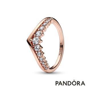 【Pandora官方直營】密鑲寶石許願骨戒指：鍍14K玫瑰金-絕版品