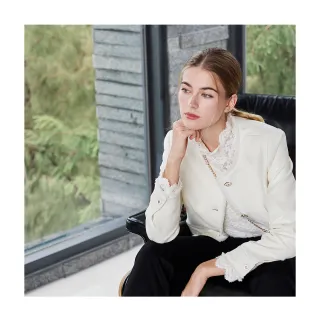 【en-suey 銀穗】質感流蘇邊短版外套-女