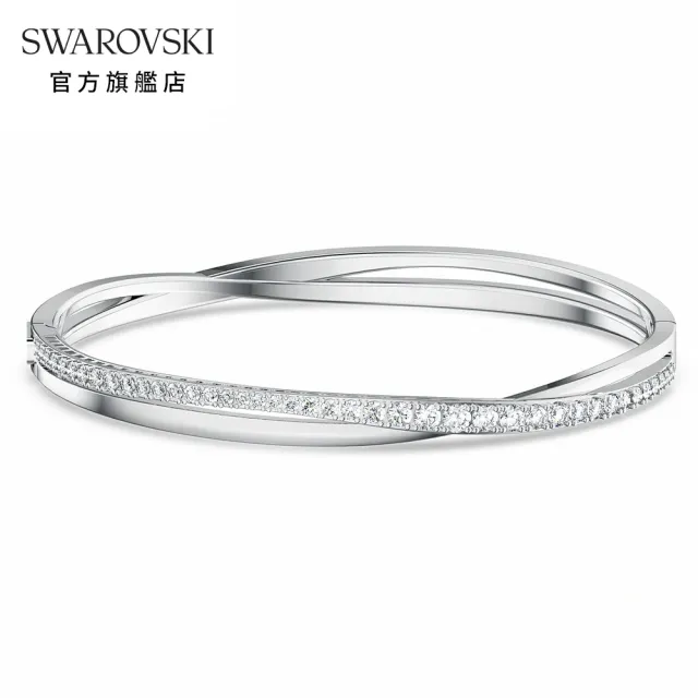 【SWAROVSKI 官方直營】Hyperbola 手鐲 白色 鍍白金色