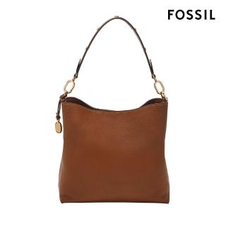 【FOSSIL 官方旗艦館】Jessie 真皮肩背水桶包-棕色 ZB11003200